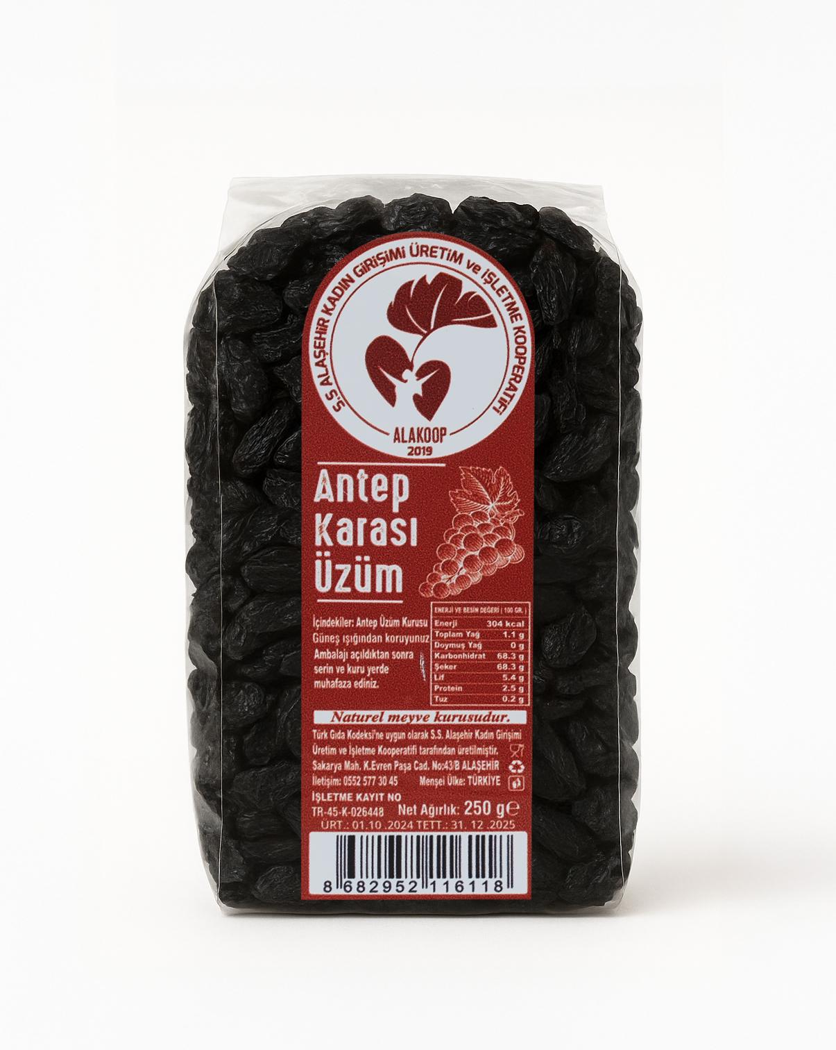 Antep Karası (Çekirdekli) Siyah Kuru Üzüm 250 gr